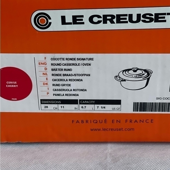 NIB LE CREUSET Round Casserole Dutch Oven Pot with Lid Cherry Color Large Pot - Picture 5 of 7